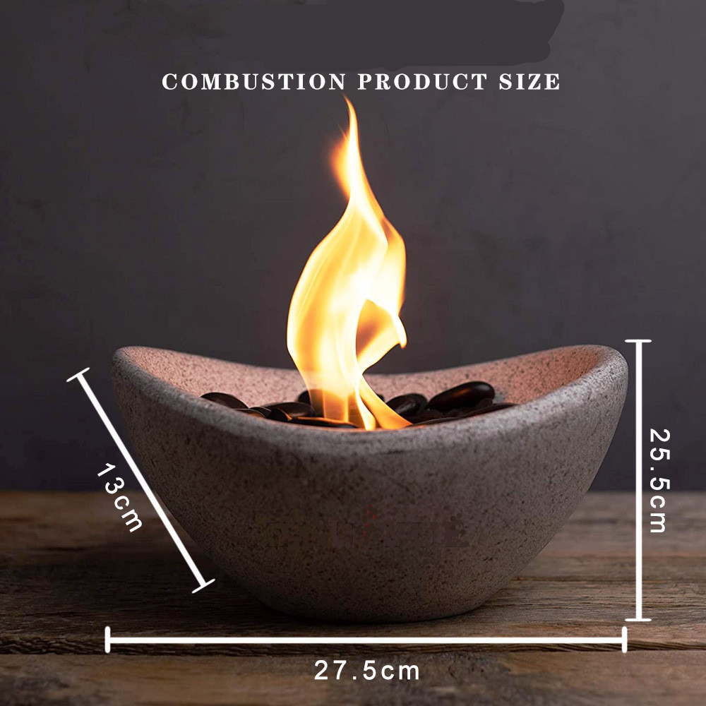 Vizayo Tabletop Fire Pit - Indoor Outdoor Ventless Table Top Fire Pit Bowl - Use with Gel Fuel Cans, Bioethanol or Isopropyl