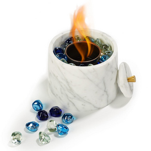 Tabletop Fire Pit Bowl - Italian Marble Personal Mini Fire Pit Fireplace Indoor And Outdoor Use And Smores Maker (Cone, White)