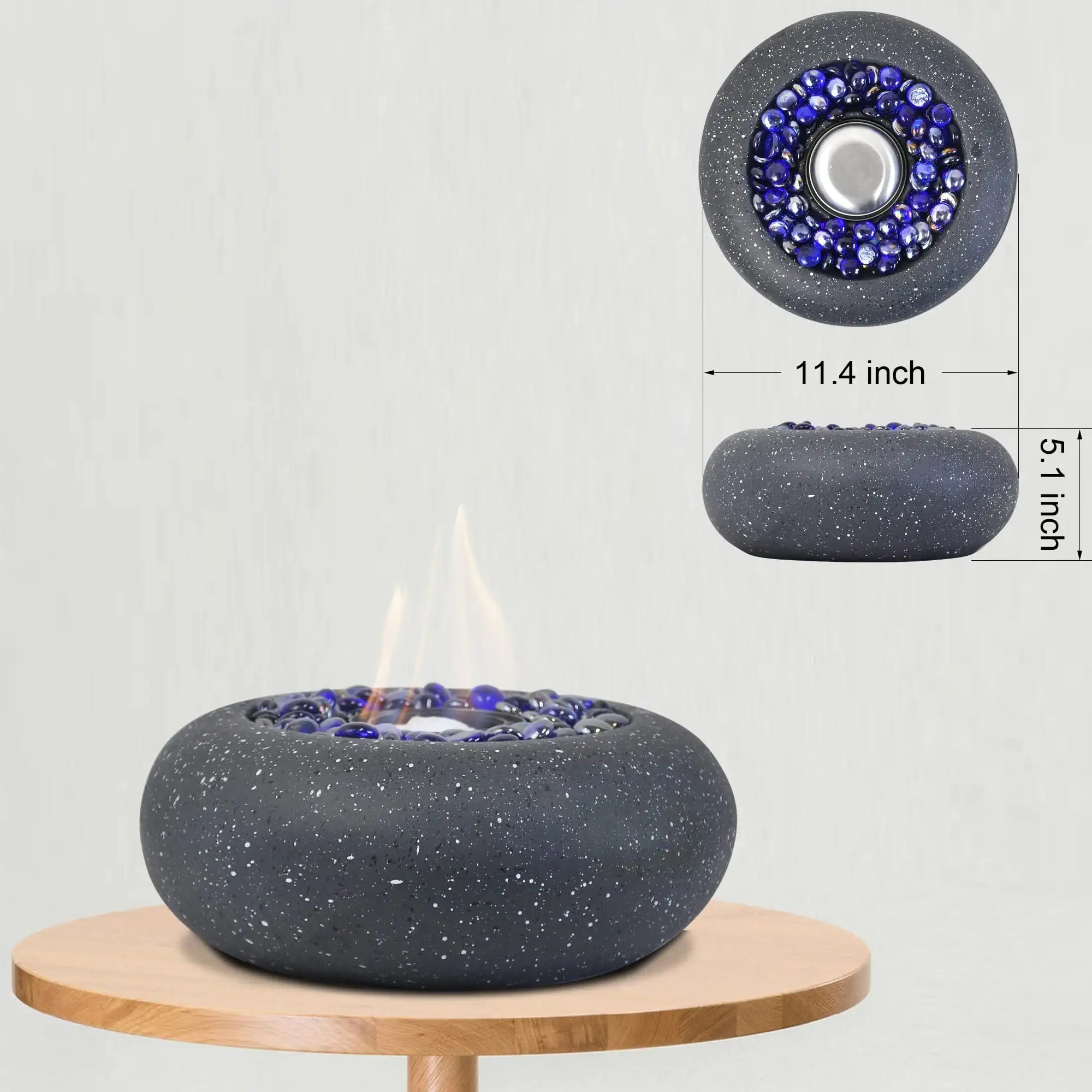 11-inch Portable fire Pit, Tabletop Fireplace fire Bowl Use Iso-Propyl Alcohol as Fuel. Clean-Burning Bio Ethanol Firepit