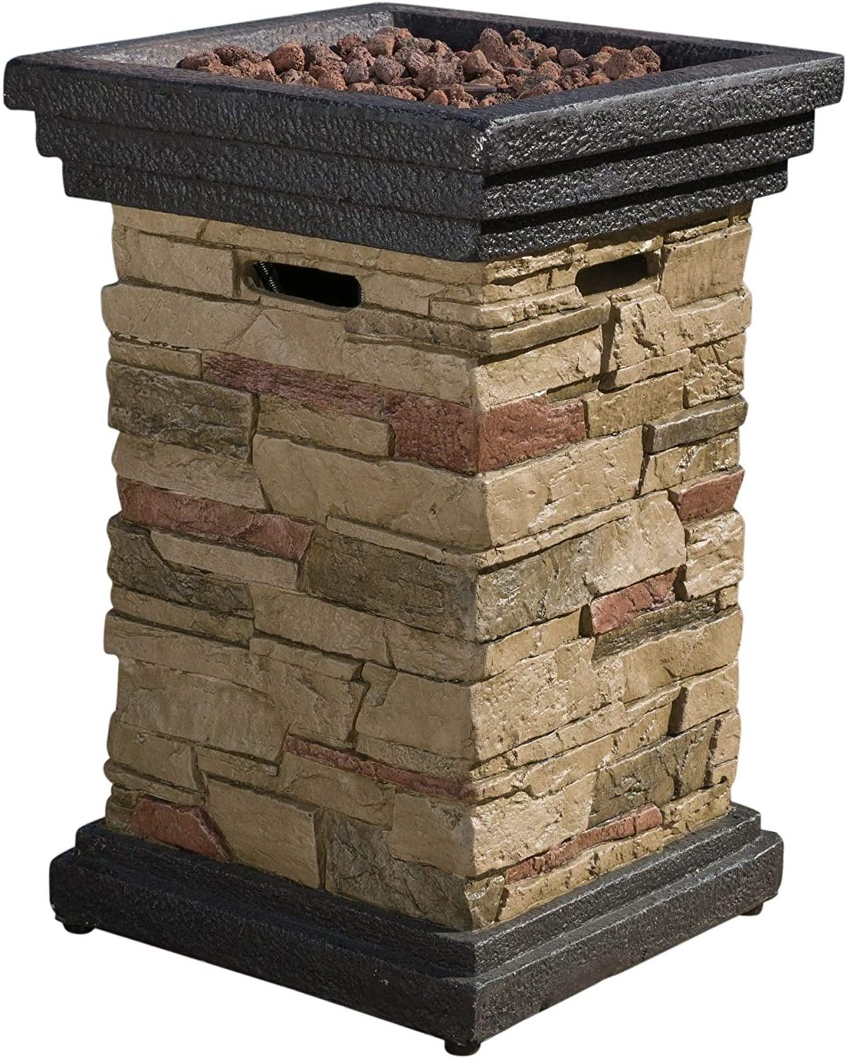 40,000 BTU Natural Stone Chesney Stone MGO Fire Pit Column Fire Pit