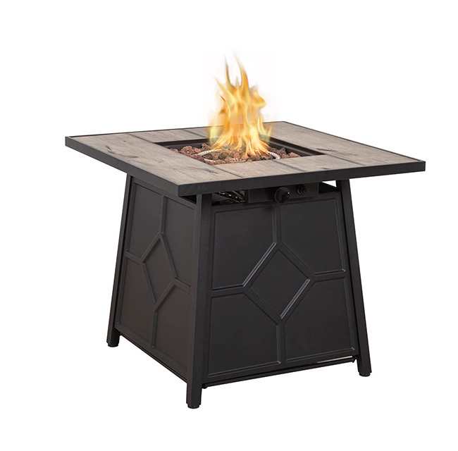 Wholesale Hot Seller Propane Powered Design  Fire Pit Backyard Square Metal Base Gas Fire Pit for Sale