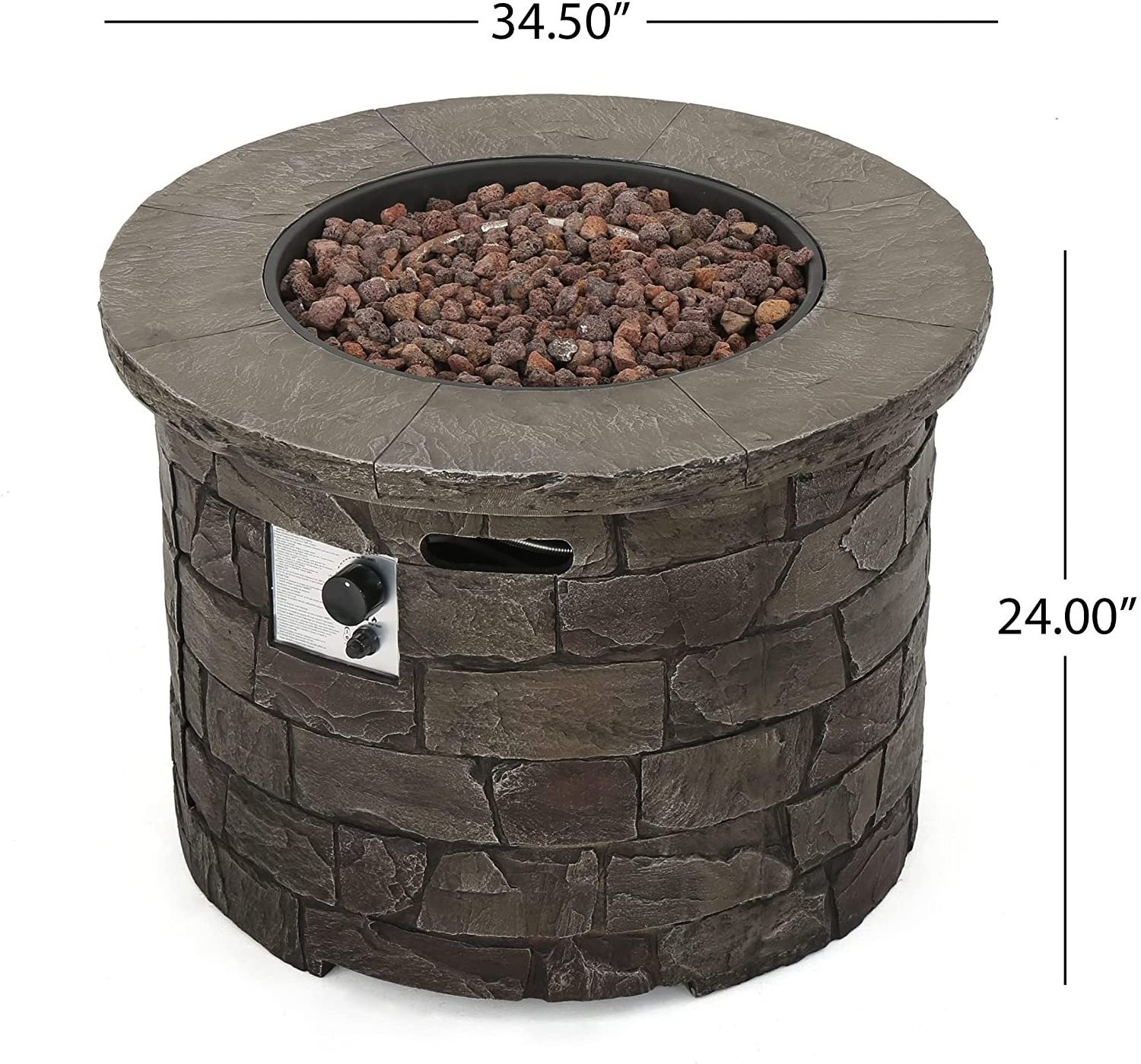 40,000 BTU Propane Fire Pit Table Natural Stone Finish Outdoor Circular Fire Pit