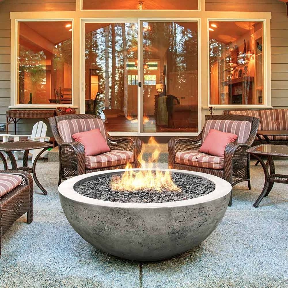 High Quality Lava Rock Included Outdoor Round 36 Inch Concrete MGO Natural Propane Gas Fire Pit