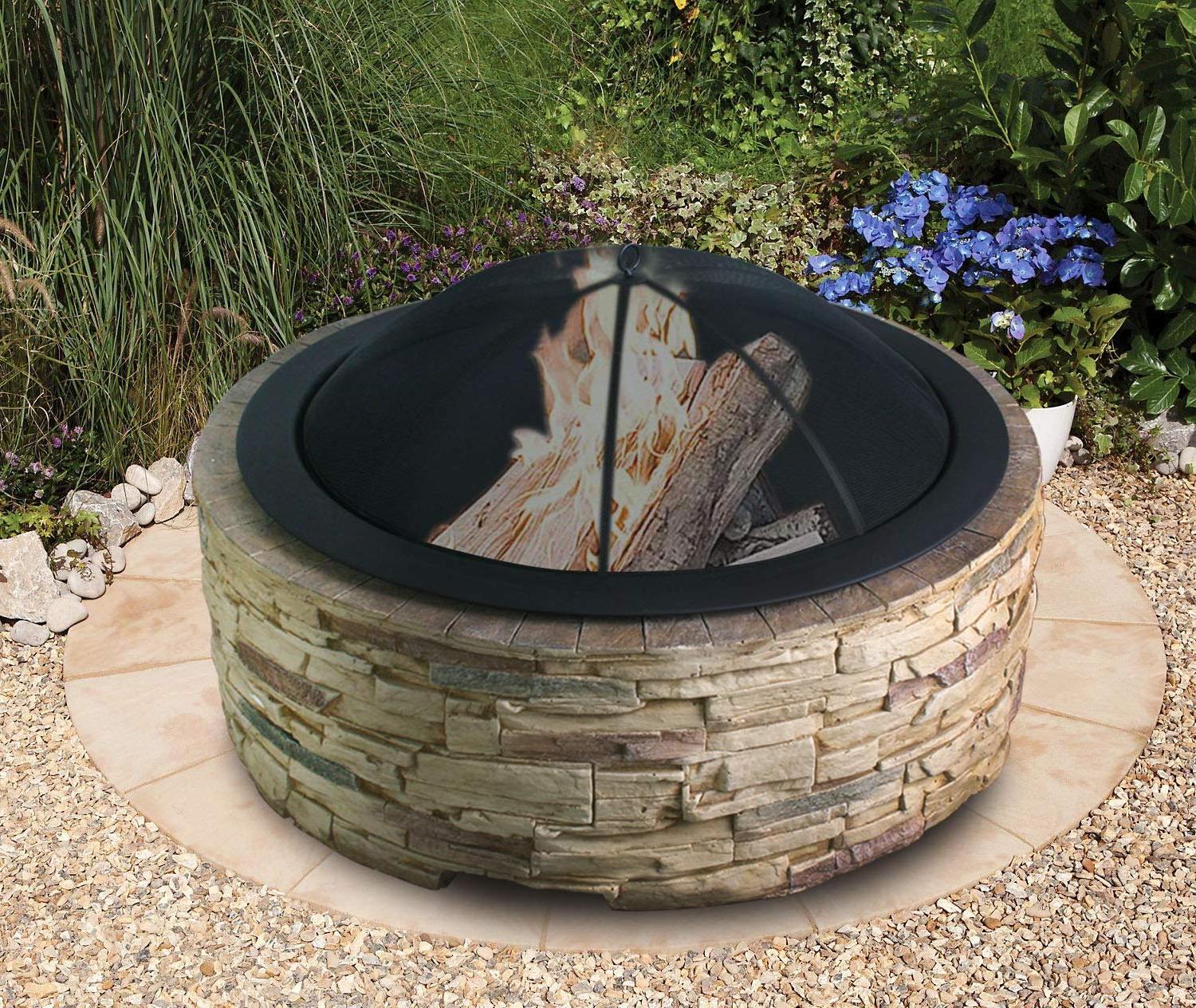 Best Choice Portable MgO Wood Burning Concrete Fire Pit with Grate Garden Furniture Fire Pit