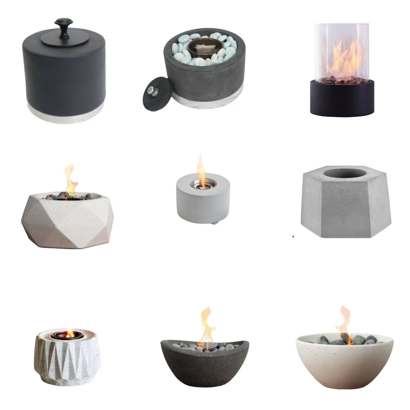 wholesale Hot Sale Colse Ethanol Tabletop Fireplace Indoor Outdoor Fire Pit Portable Fire Concrete Bowl