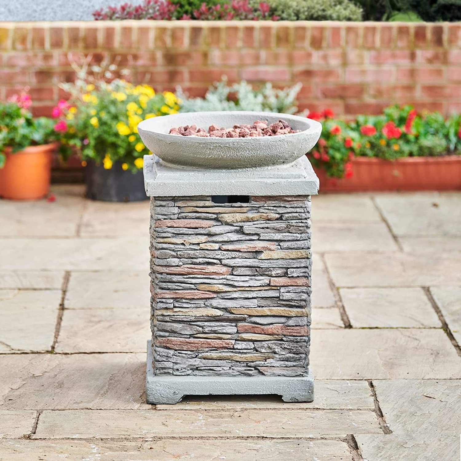 wholesale Hot Seller Garden Furniture Heater with Bowl Stone Effect Gas Fire Pit for Patio