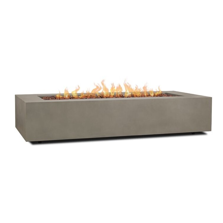 High Quality Rectangle Gas Fire Pit Backyard Concrete Fire Pit with Fire Glass Garden Furniture