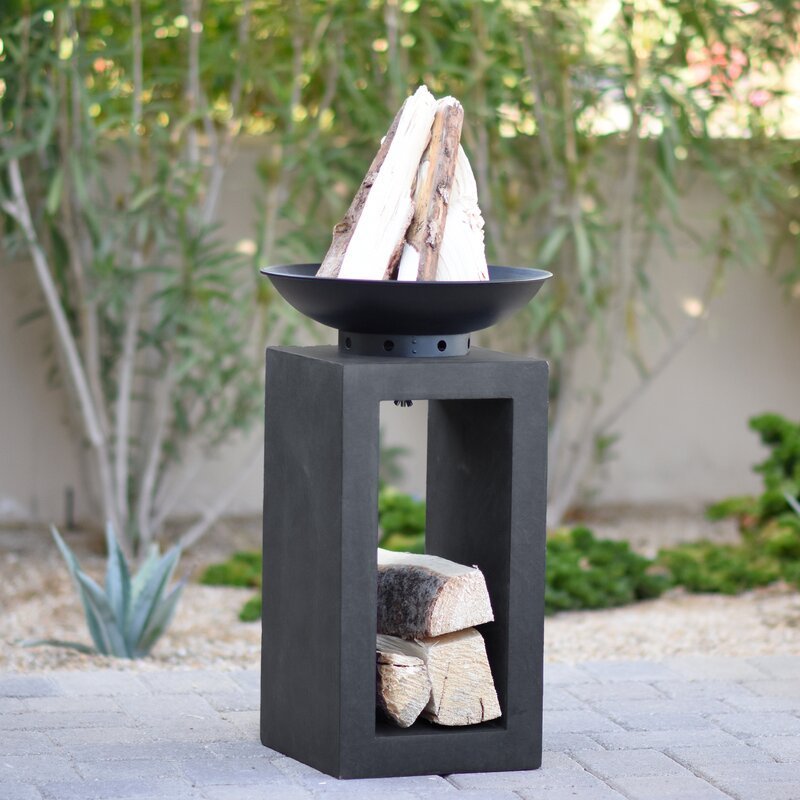 New Garden Patio Fire Pit Bowl Magnesium Oxide  Charcoal Wood Burning Outdoor Fire Column