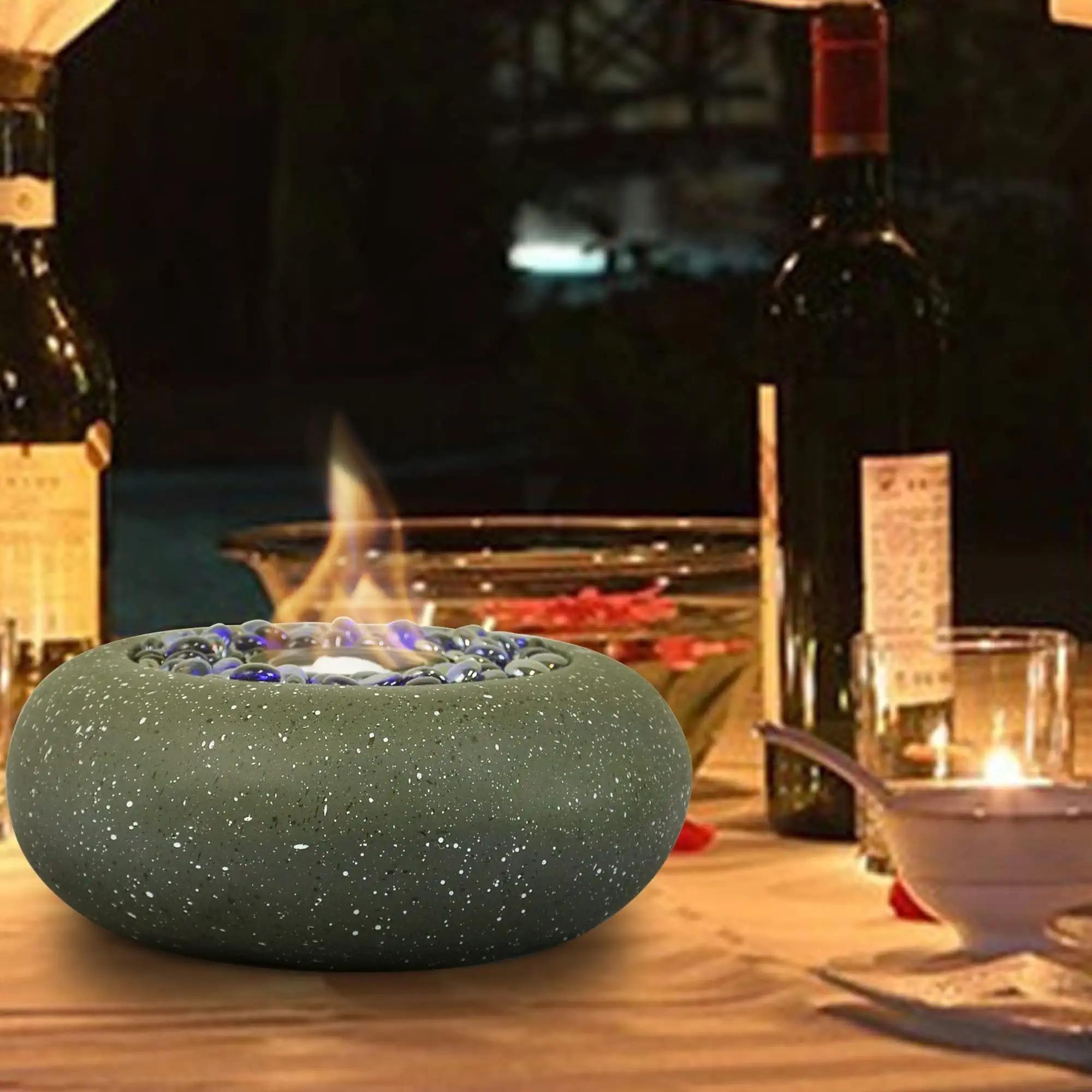 11-inch Portable fire Pit, Tabletop Fireplace fire Bowl Use Iso-Propyl Alcohol as Fuel. Clean-Burning Bio Ethanol Firepit