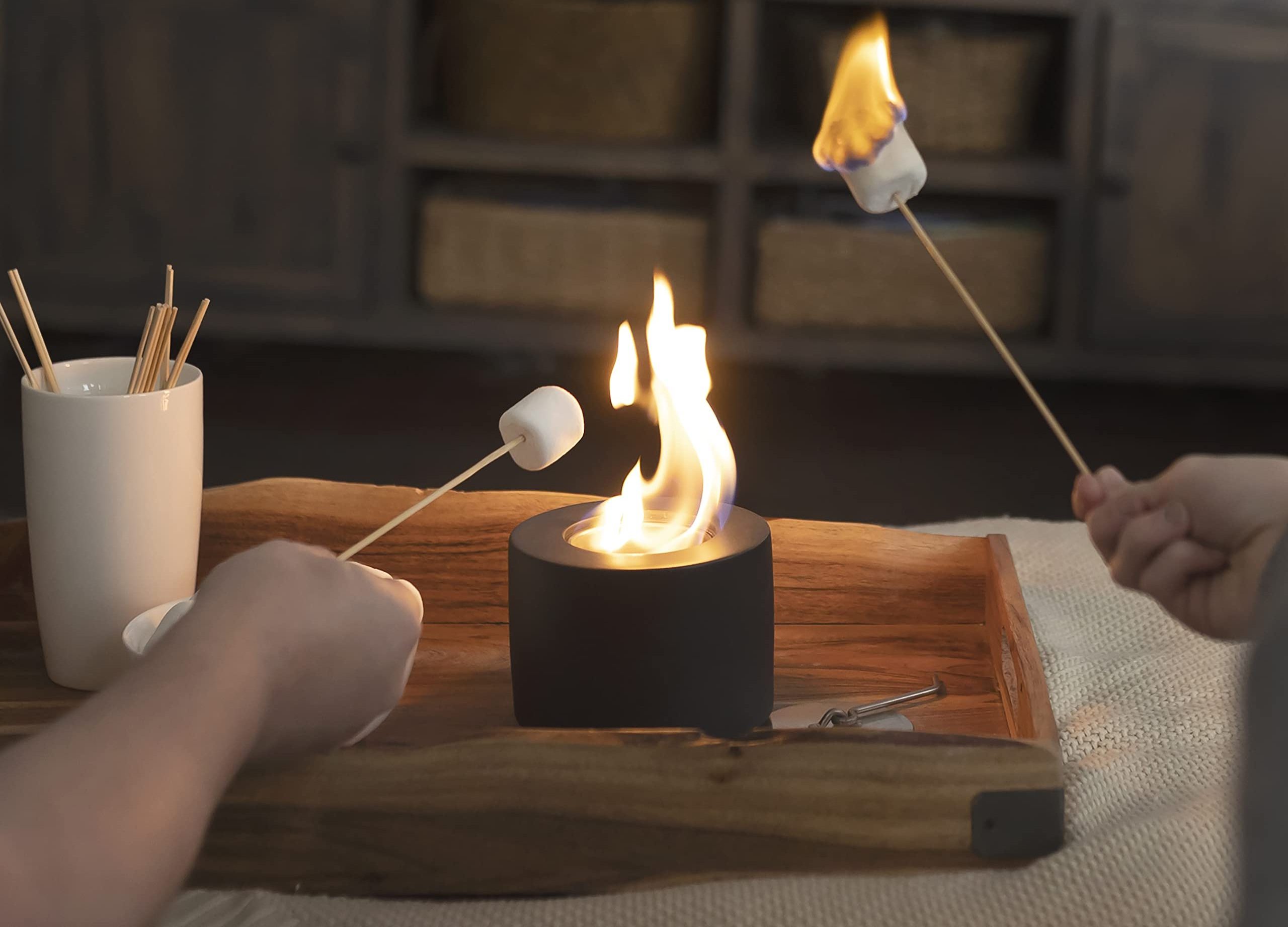 Hot Selling Fireplace For Indoor And Outdoor, Small Mini Smores Maker, Mini Fire Pit, Concrete Bowl, Fire Pit Bowl, Black