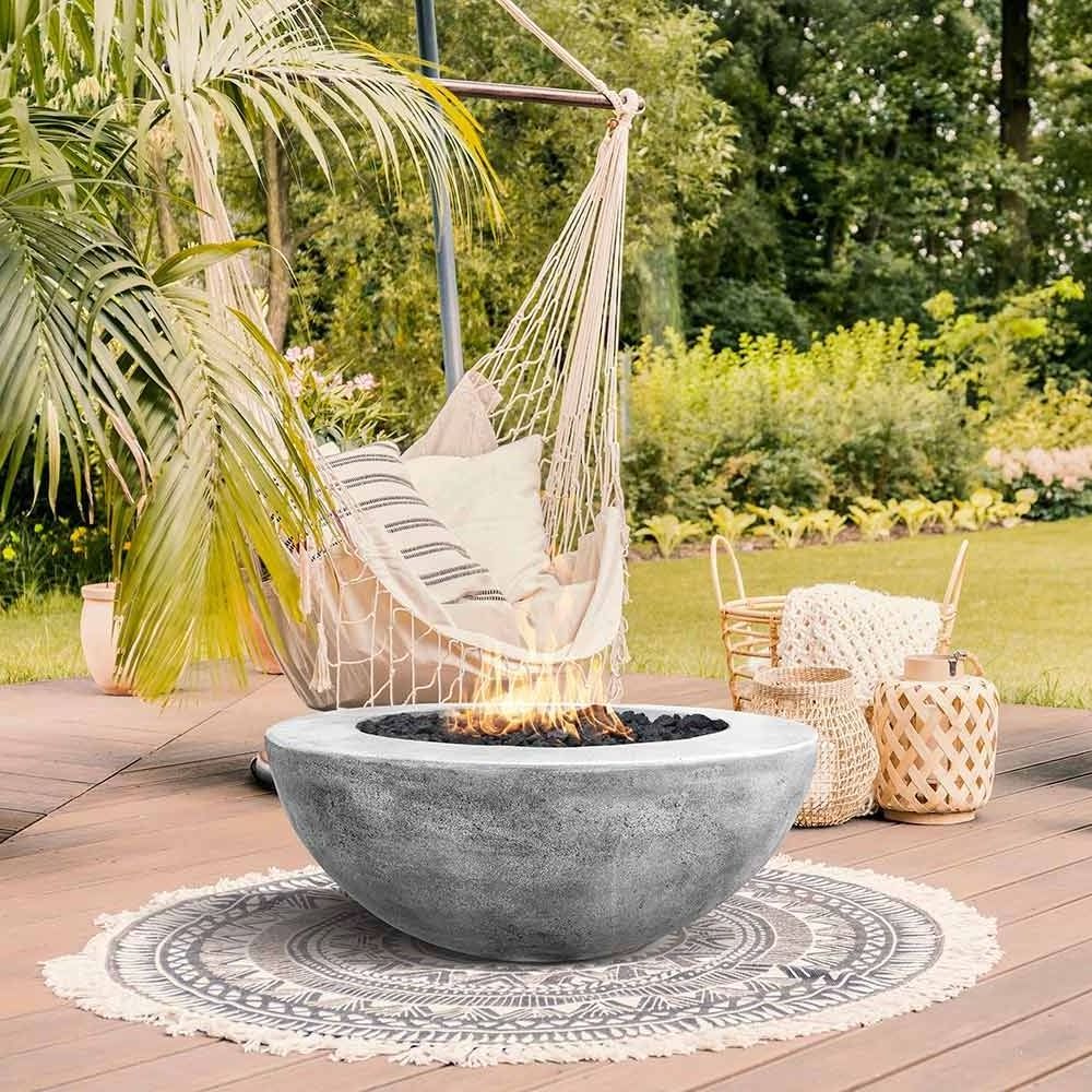 High Quality Lava Rock Included Outdoor Round 36 Inch Concrete MGO Natural Propane Gas Fire Pit