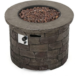 40,000 BTU Propane Fire Pit Table Natural Stone Finish Outdoor Circular Fire Pit