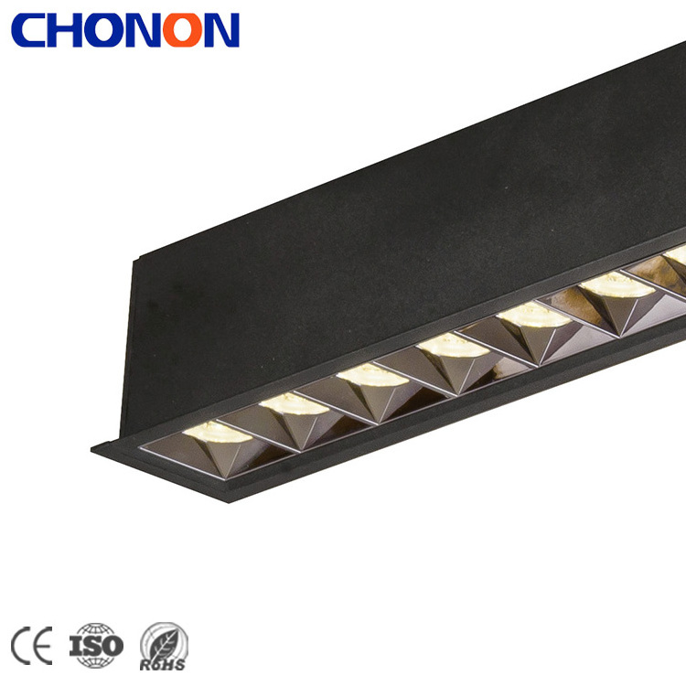 High Efficiency Quality Aluminum Recessed Black LED Linear Office Ceiling Light