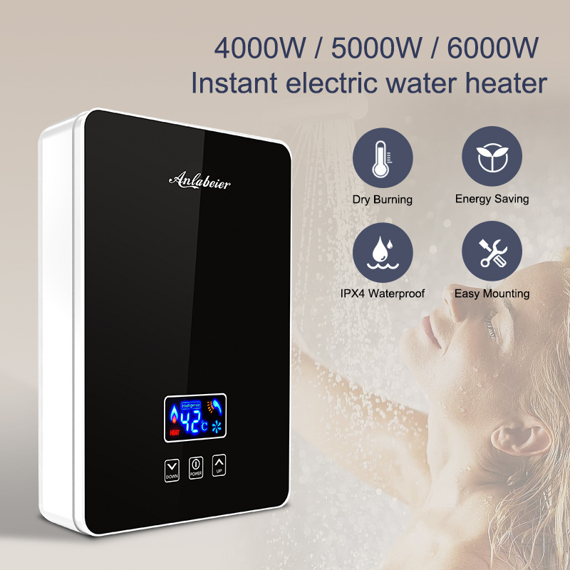 Smart 6000W water boiler tankless 50/60Hz bathroom wall mounted hot shower instant electric water heater in stock