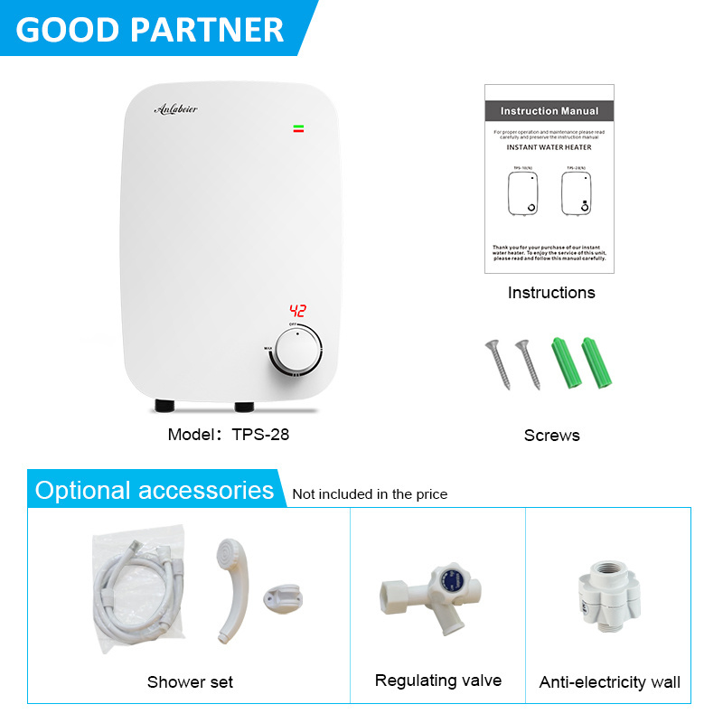 2024 New style without Pump instant portable tankless electric shower hot water heater for bath 220v