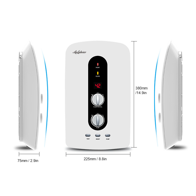 super thin high tech save money new reform 3.5kw 110v electric tankless water heater with pump