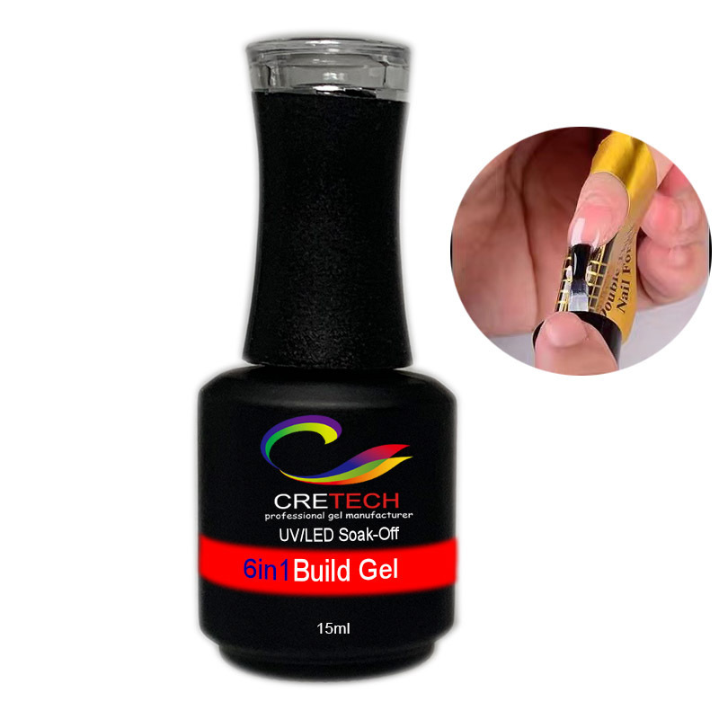 Nail Gel OEM Producer 6 in1 Build Gel Nail Build Liquid Rubber Polishing Nail Tip Glue No Heat long last