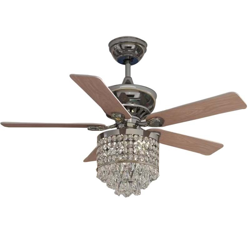 Full copper wire 52inch crystal led ceiling fans with remote control 220V decoration ceiling fan lights