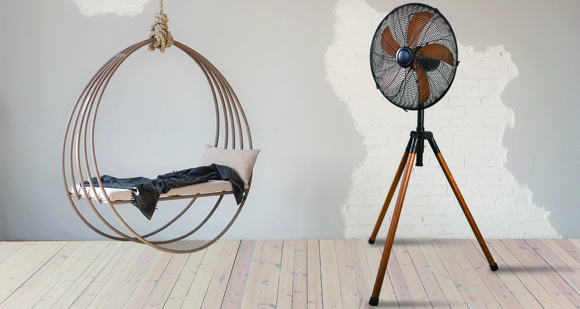 Factory Direct Sale Wide Oscillation Air cooling Electric 16 inch Retro Metal Wood Stand Tripod Fan