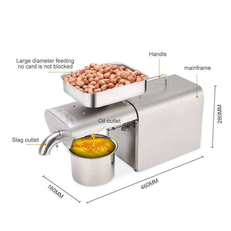 New Design Cold & Hot Peanut Sesame Rapeseed Walnut coconut palm corn olive electric home use oil press extraction machine