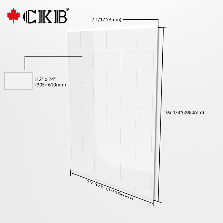 CKB 5 Years Warranty 3mm Thickness ABS Acrylic With Texture Rectangle White Shower Surround Wall Panel