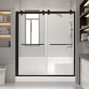 Most Popular Easy Installation Freestanding Aluminium Frame Shower Enclosure Hotel Double Sliding Shower Door