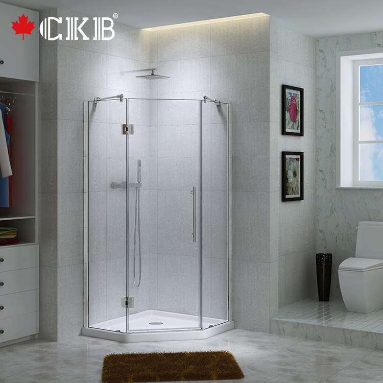 New Product Stainless Steel Handle Matt Black Sliding Clear Glass Bathroom Shower Door