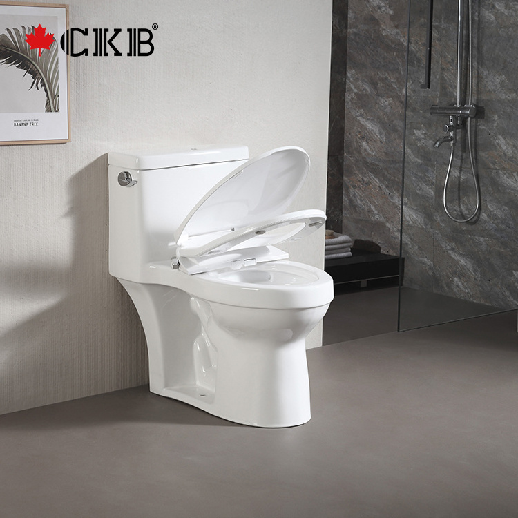 CKB S-Trap Sided Pressing Elongated Single Flush Floor Mounted Siphon Jet Flushing White Toilet