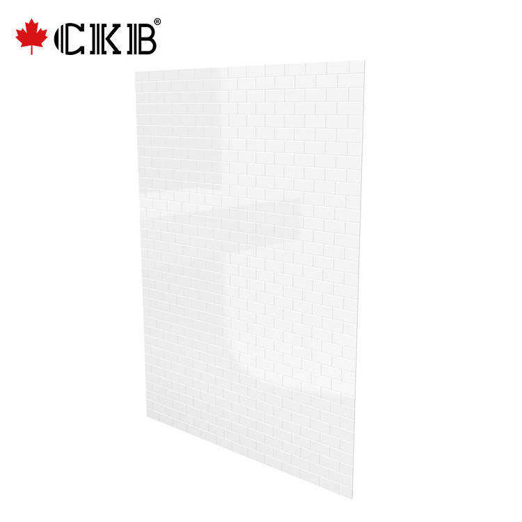 CKB ODM OEM 3mm Thickness With Texture White Rectangle ABS Acrylic Shower Surround Wall Panel