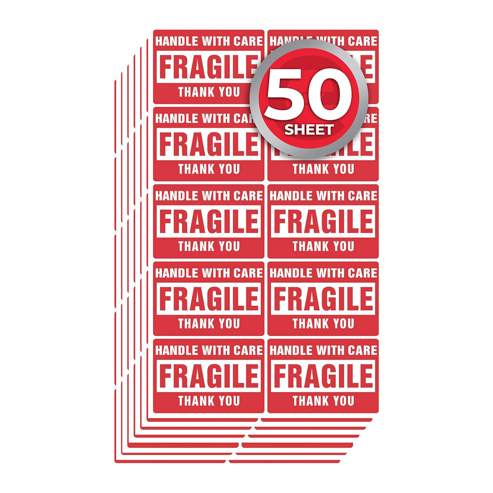 2 x 3 Inch Fragile Stickers Handle with Care Warning Packing Shipping Label - Permanent Adhesive (50 Sheet, 500 Labels)