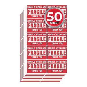 2 x 3 Inch Fragile Stickers Handle with Care Warning Packing Shipping Label - Permanent Adhesive (50 Sheet, 500 Labels)