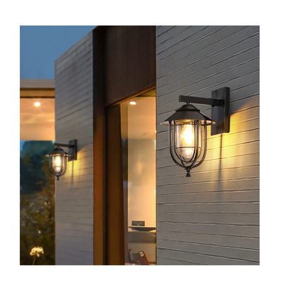 Antique Exterior Wall Lights Aluminum Garden Mounted Lantern Waterproof Outdoor Led Wall Lighting Fixture Glass Iron Customized