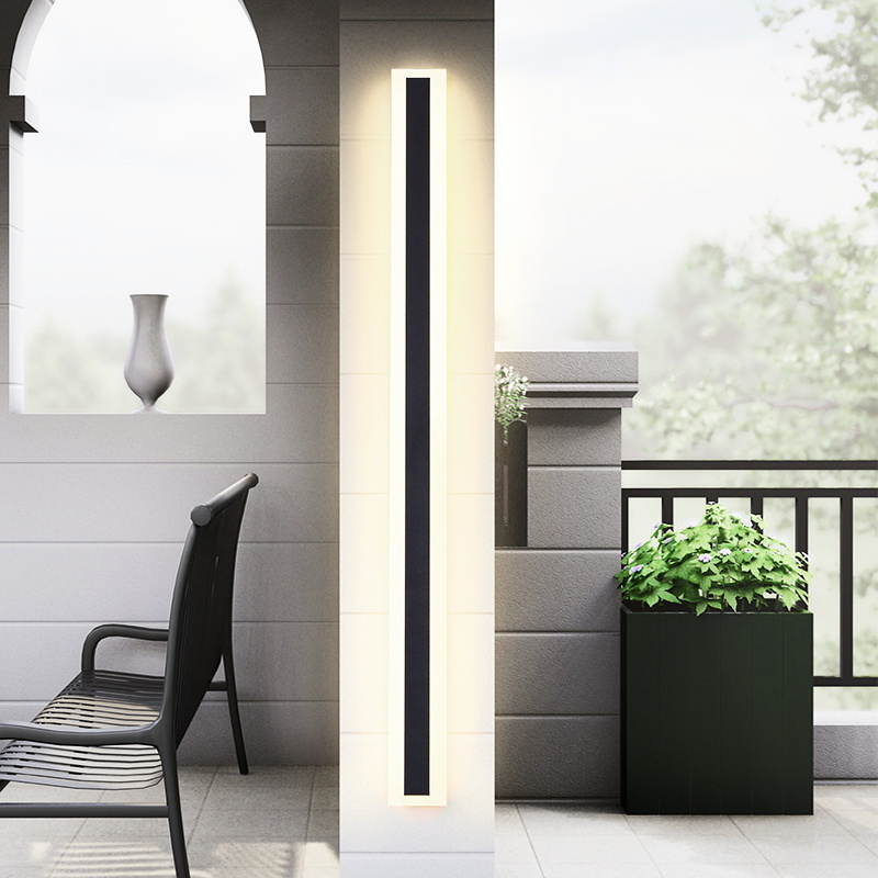 Black modern outdoor led linear wall light ip65 waterproof garden wall lamp for wall surface mounted lighting