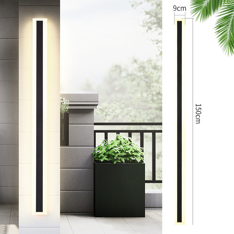 Black modern outdoor led linear wall light ip65 waterproof garden wall lamp for wall surface mounted lighting