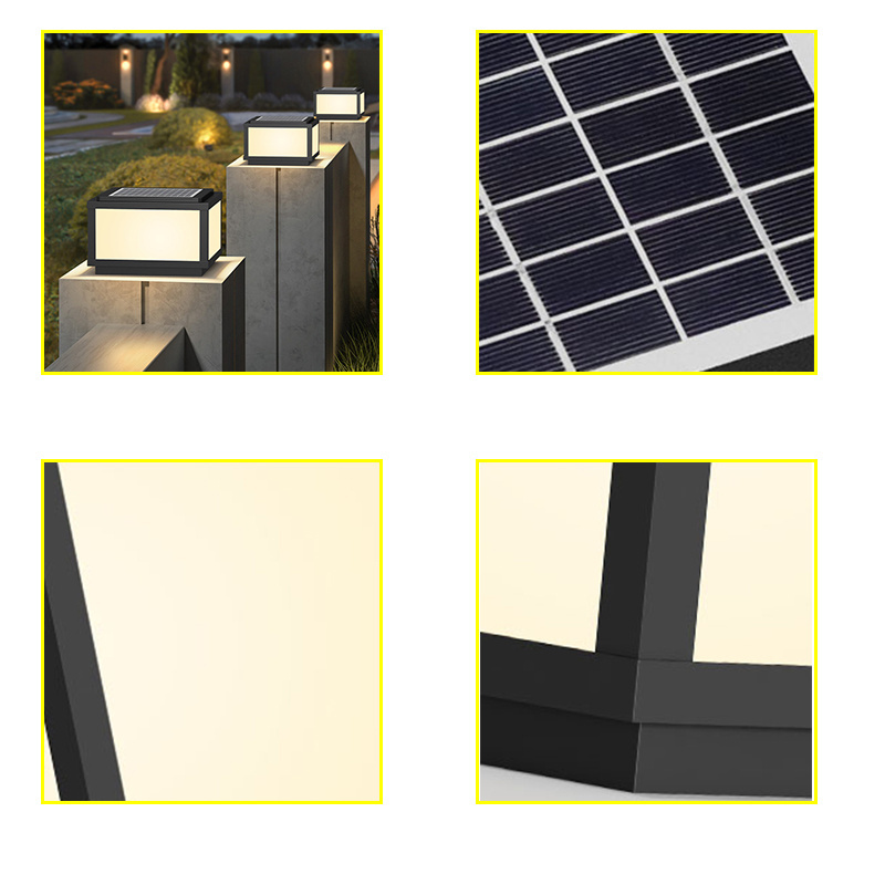 Garden Solar Outdoor Waterproof Courtyard Lights Wall Gate  Square Solar Outside Light Pillar  Lights LED