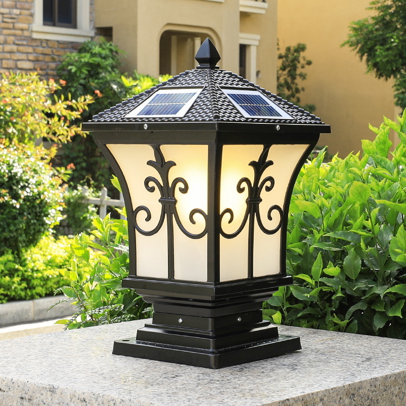 Garden Villa Gate Outdoor Led Aluminum Dc 12v 80 Ip65 Solar Pillar Lamp Waterproof Lamp Yard Fence Pillar Light