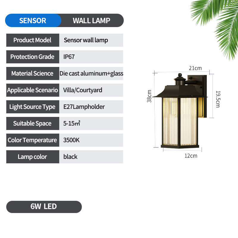 Large led outside porch motion night sensor garden outdoor wall lamp modern waterproof wall flush mount light for the balcony