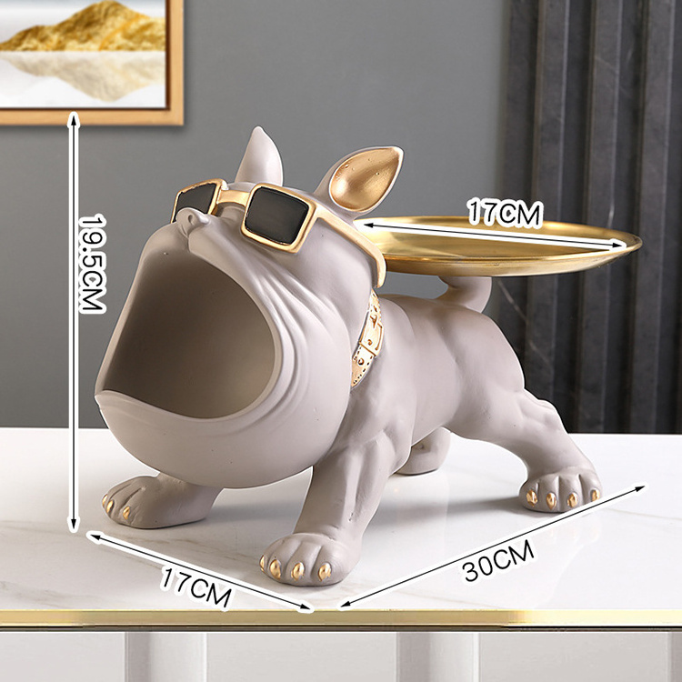 European style decor resin craft custom dog tray storage dog statue sculpture for living room decoration