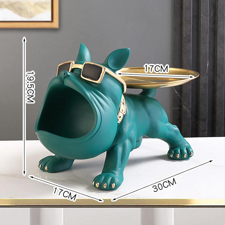 European style decor resin craft custom dog tray storage dog statue sculpture for living room decoration