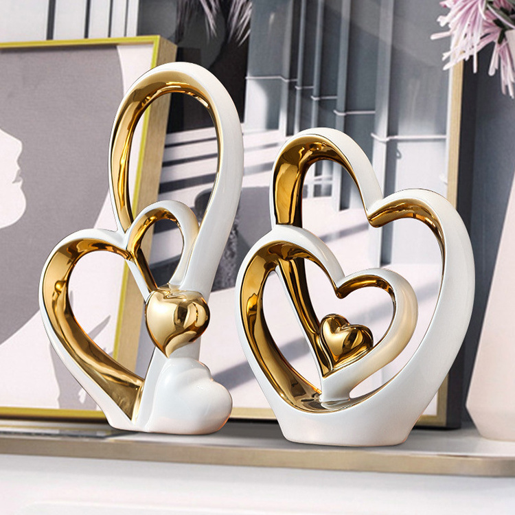 Nordic home decor ceramic crafts heart crafts for wedding gift