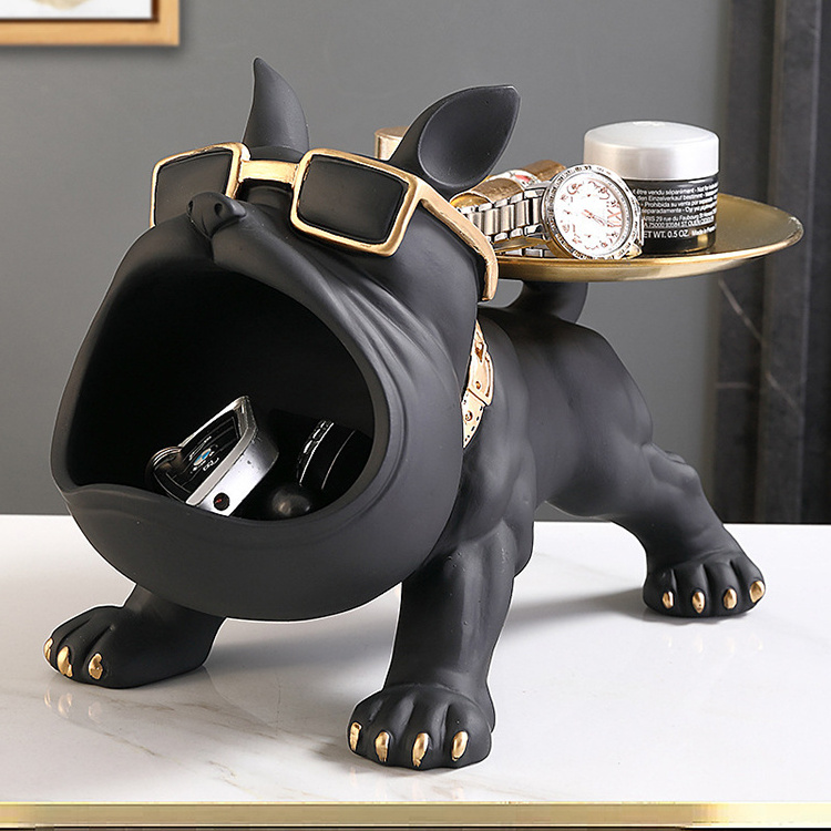 European style decor resin craft custom dog tray storage dog statue sculpture for living room decoration