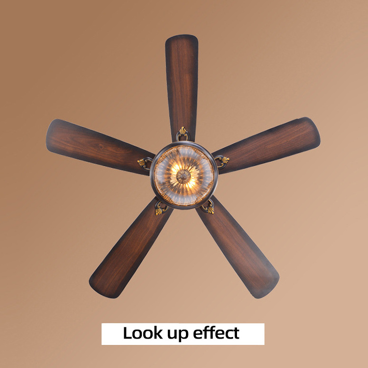 Modern Wood Ceiling Fan Light 52Cm 5 Blades Living Room Fan With Light Bedroom Decorative Ceiling Fan With Light