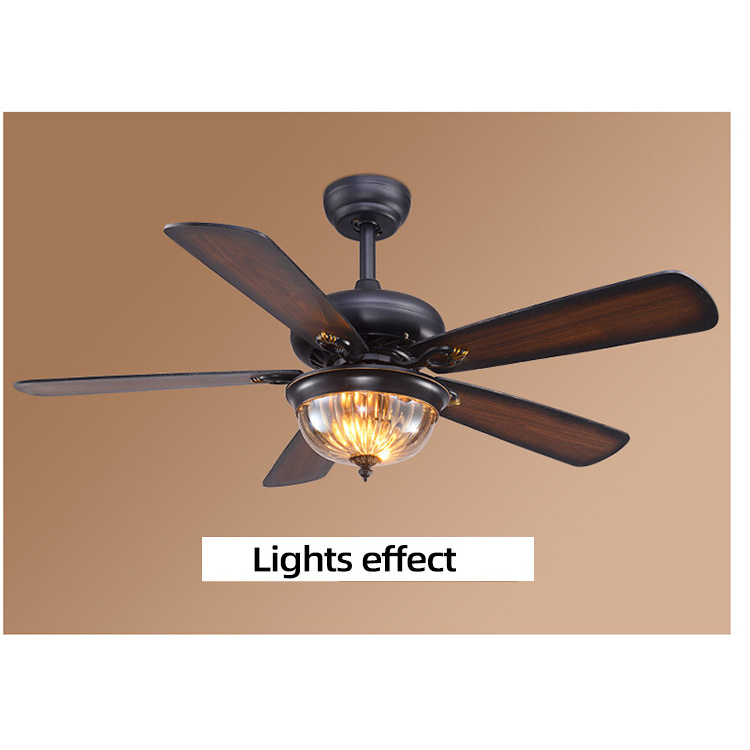 Modern Wood Ceiling Fan Light 52Cm 5 Blades Living Room Fan With Light Bedroom Decorative Ceiling Fan With Light