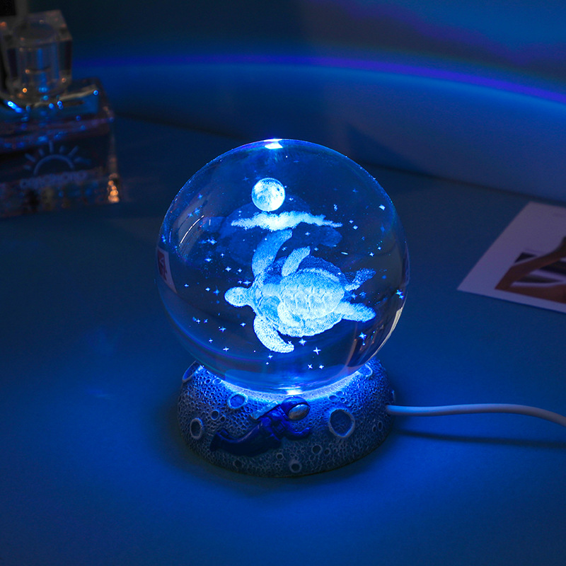 3D marine life crystal ball night light aquarium crystal ball night light suitable for birthday children's room study