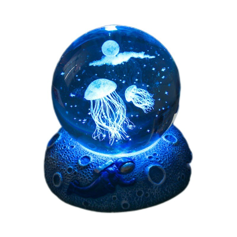 3D marine life crystal ball night light aquarium crystal ball night light suitable for birthday children's room study