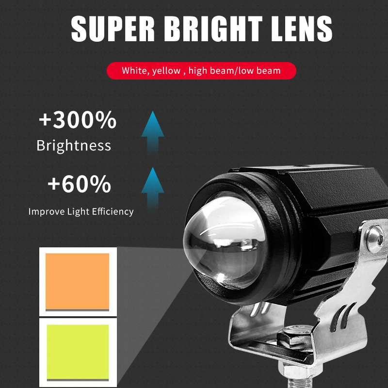 IP67 waterproof Hi/Lo Beam Super bright Fog Driving Auxillary Work Light Motorcycle LED Headlight