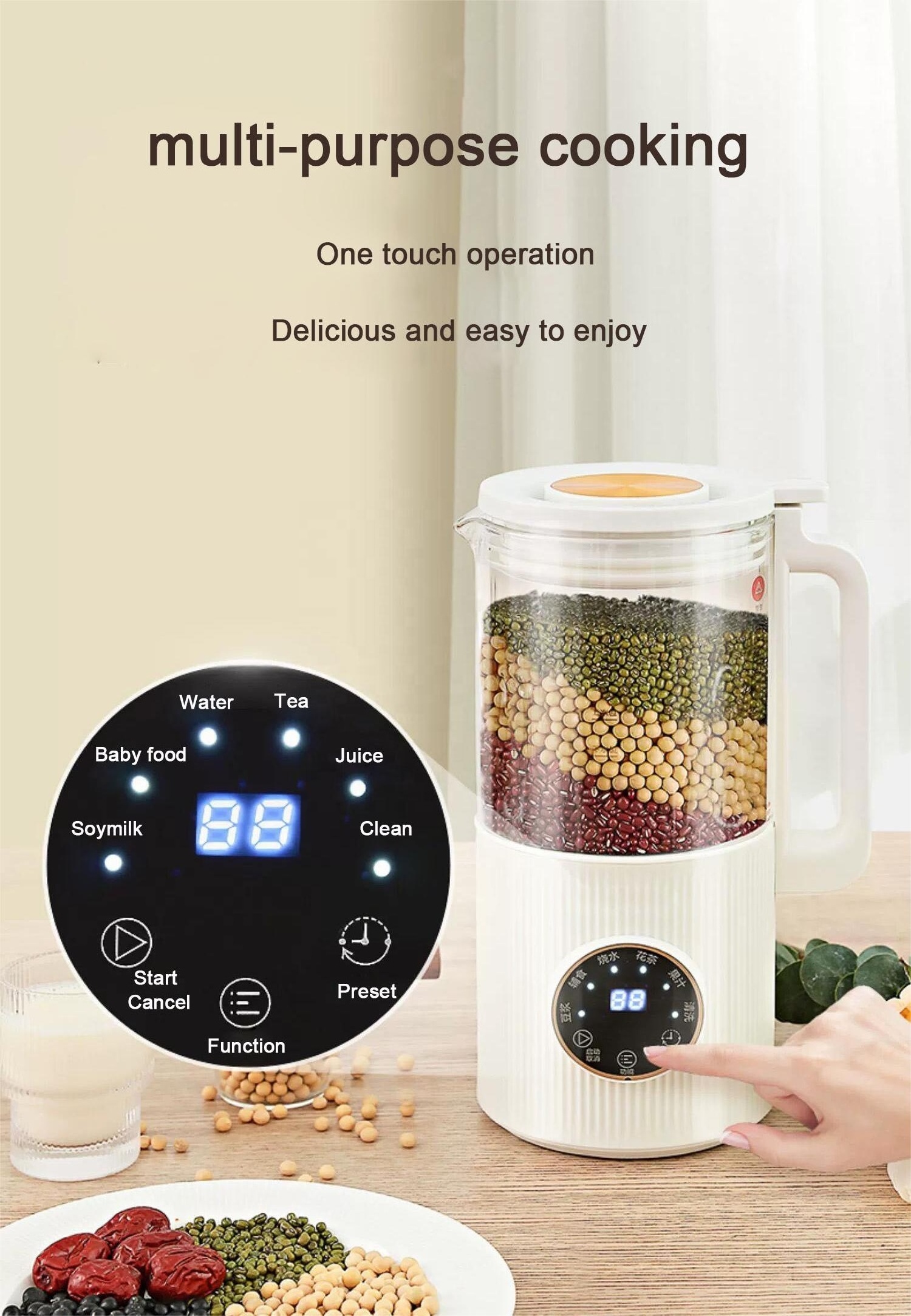 DX-D616 New Arrival 600ML Glass Jar personal nutrient hot soup maker smart heat blender baby food  Soybean Milk Maker