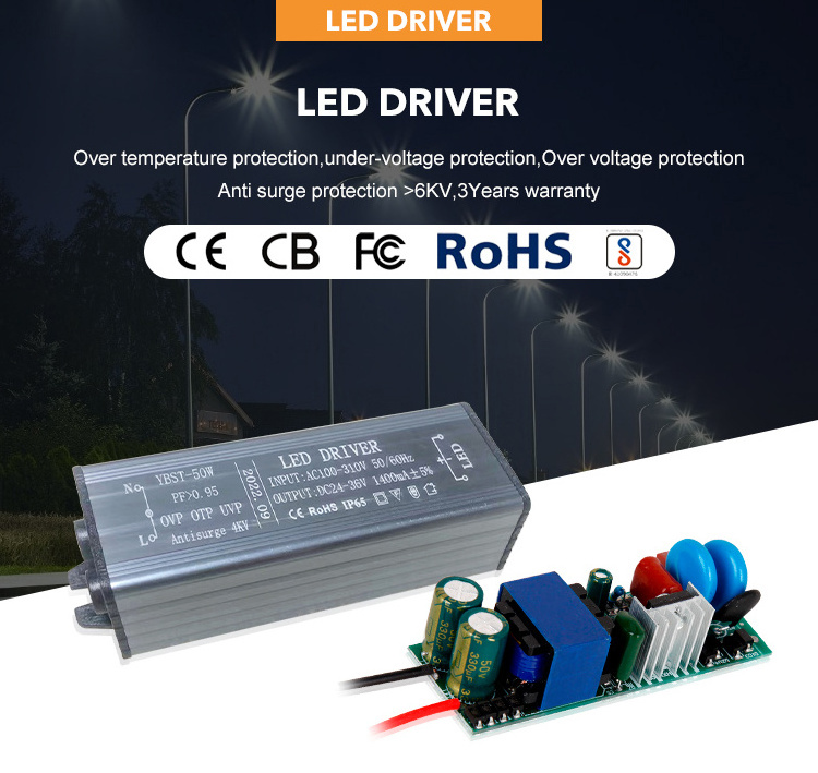 12V24V waterproof ip67 led light driver led 50w 1500ma constant current driver smart led driver 50w for flood light street light