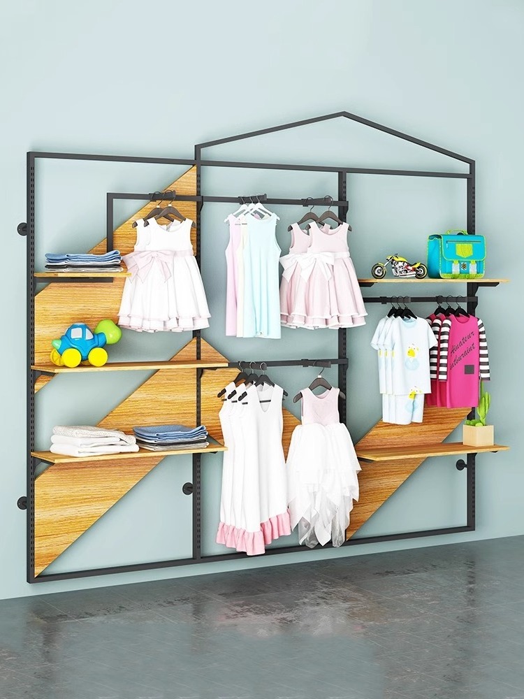 Clothing display rack display rack floor coat rack on the wall shop wall-mounted high-grade acrylic slatwall shelf