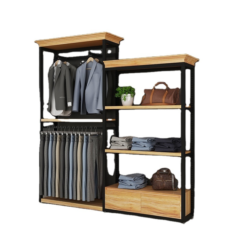 Display rack floor display cabinets against the wall high-grade casual men's clothing racks men's clothing store shelves